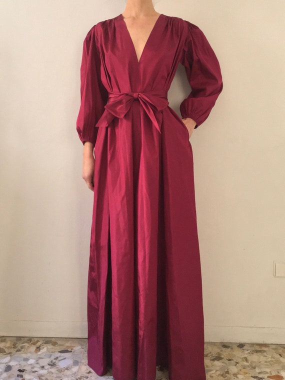 70s Saint Laurent Rive Gauche Silk Burgundy Taffet