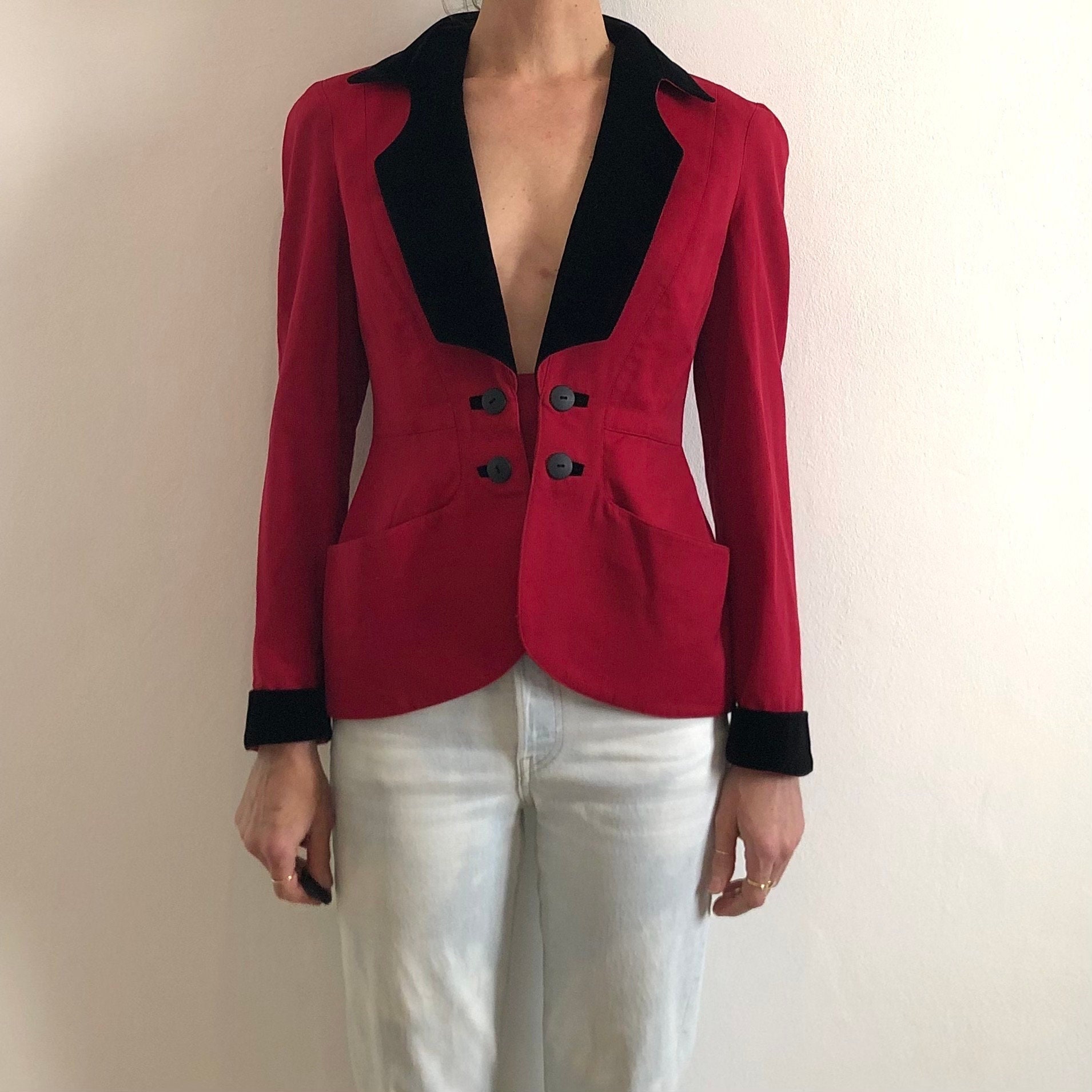 Thierry Mugler woolen jacket vintage 90s 36 (S) - Vintage Store