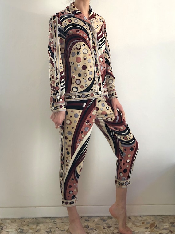 60s Emilio Pucci Velvet Abstract Polkadot Capri Pants and