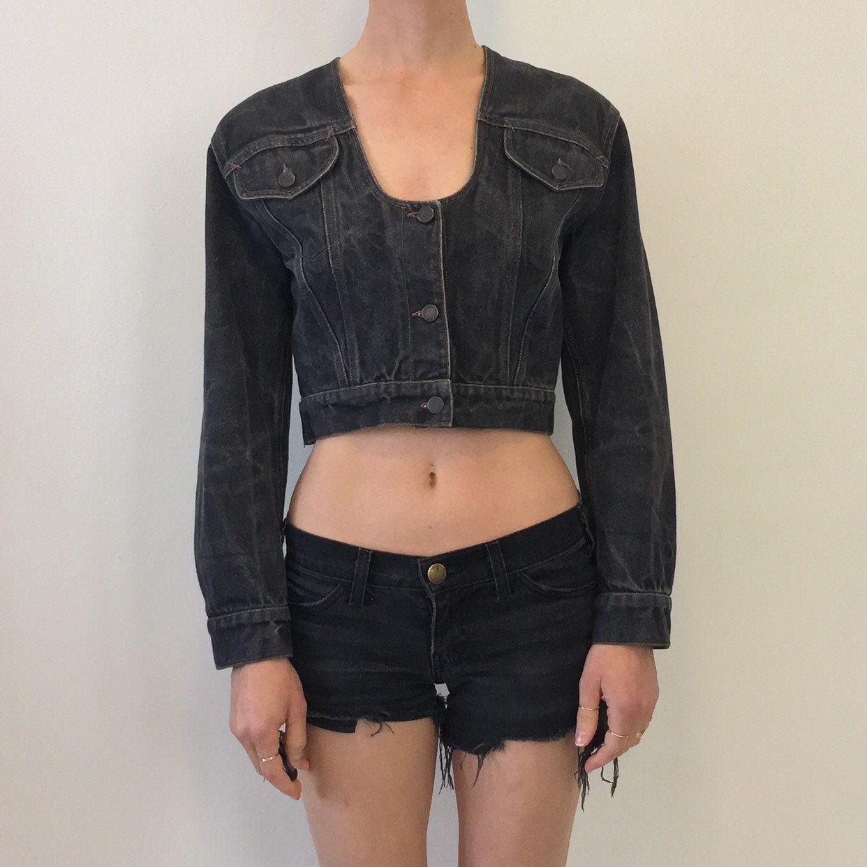 90s Jean Paul Gaultier Indigo Blue Denim Cropped Scoop Neck - Etsy