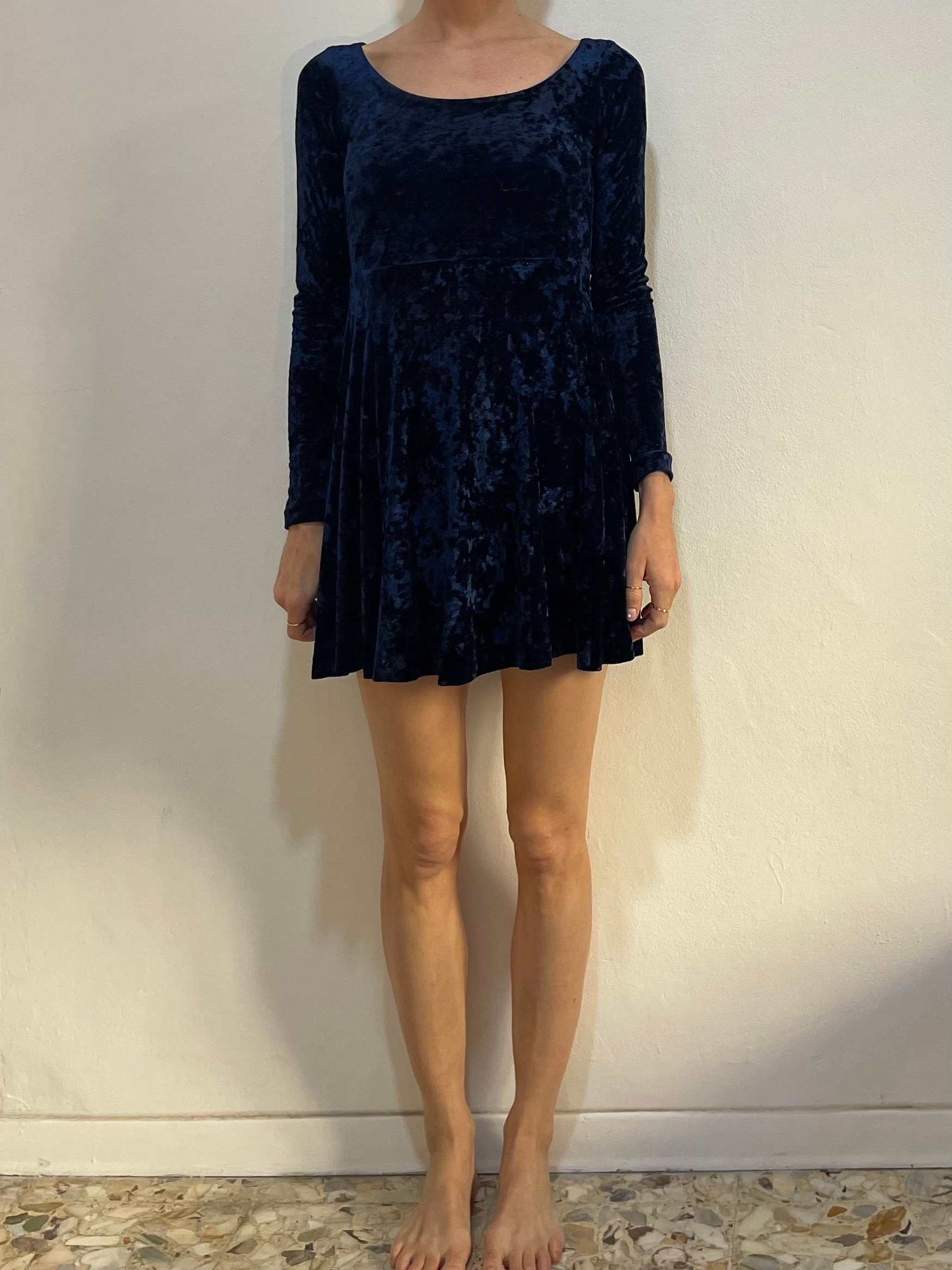 knee length dresses for ladies Wilder | Black Embellished Square-Neck Long-Sleeve Skater Mini Dress main image 1