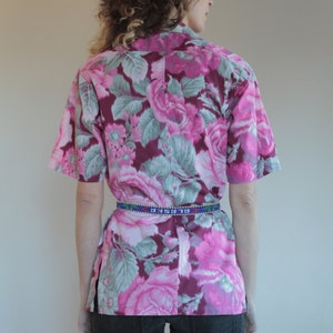 70s Kenzo cotton ikat wrap around floral blouse or jacket image 4