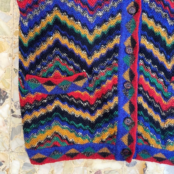 90s Missoni Wool Boucle Cardigan Colorful Zig Zag Knit - Etsy