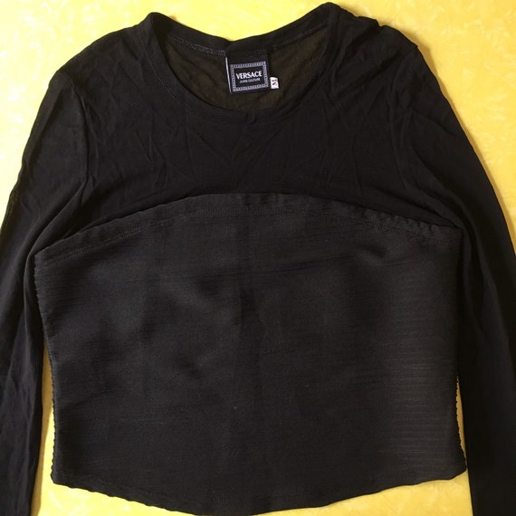 90s Versace Jeans Couture Sheer Mesh Club Kid Top - image 2