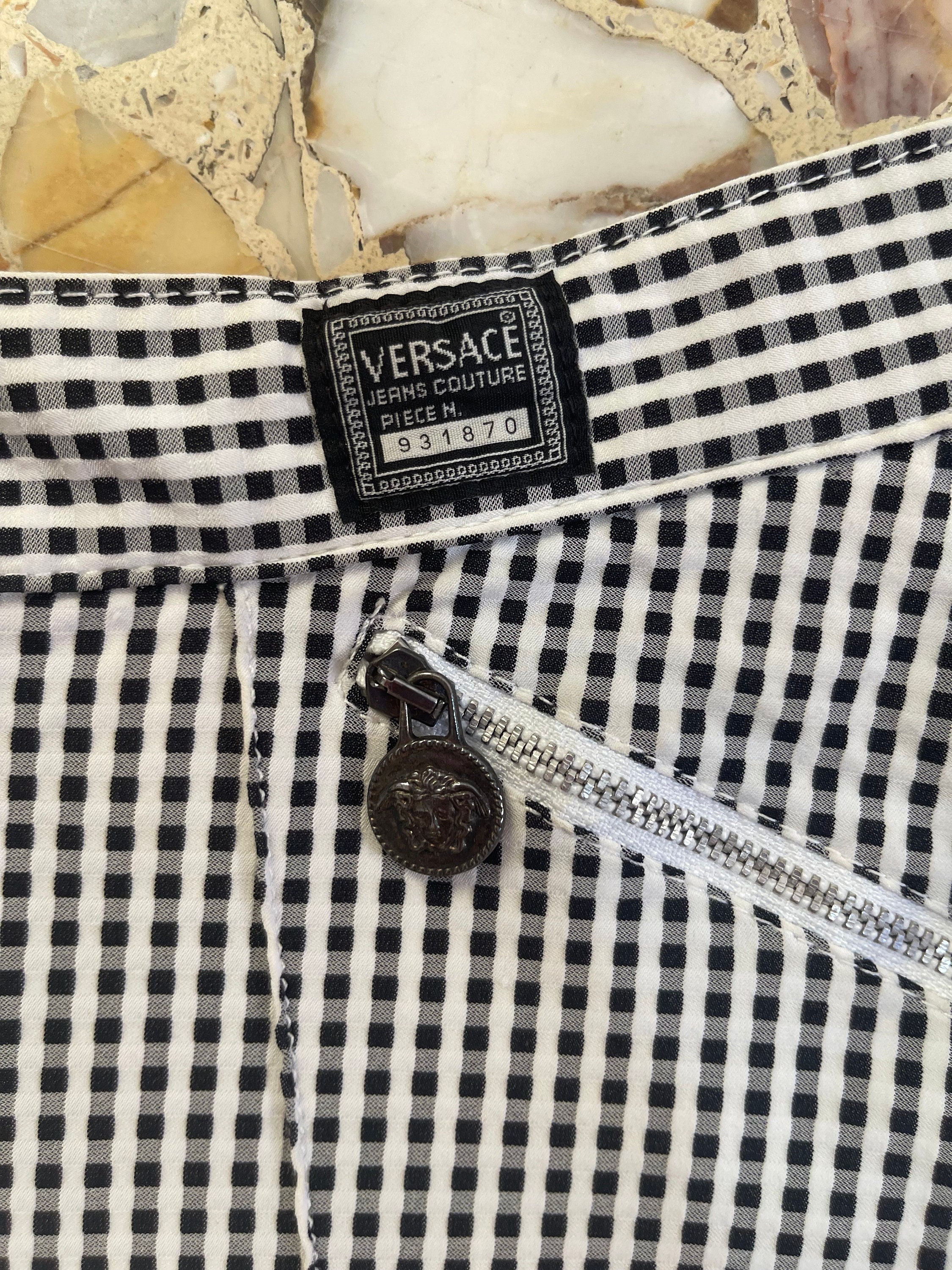 Versace スカート 90s Versace Jeans Couture Gingham Check Preppy A-line