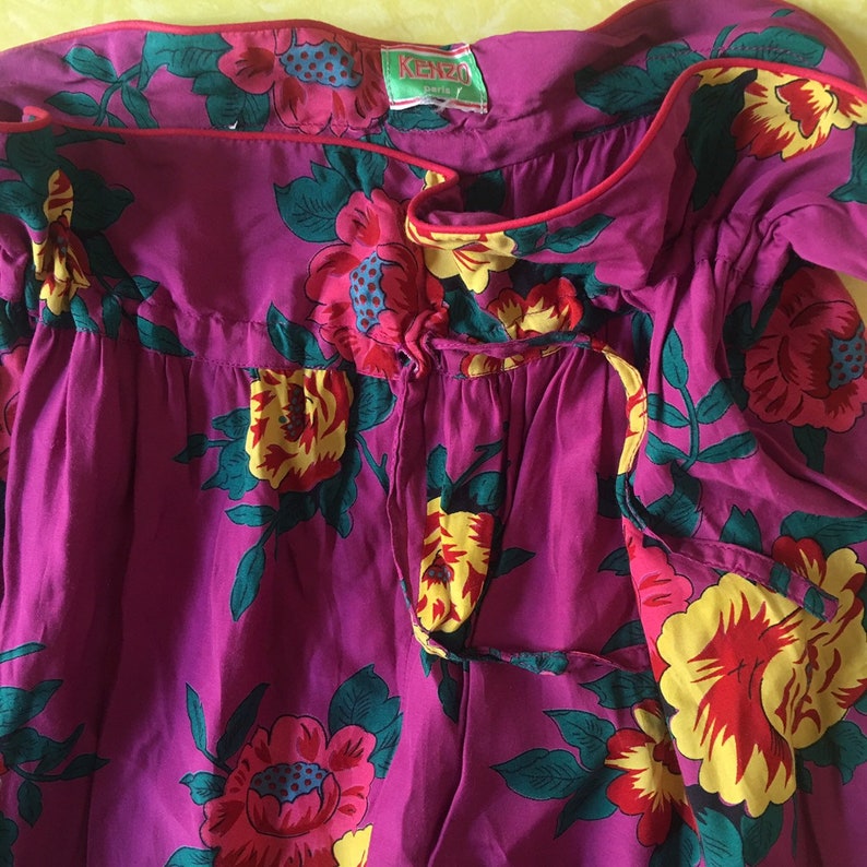 80s Kenzo Paris Floral Harem Pants Draw String Waist