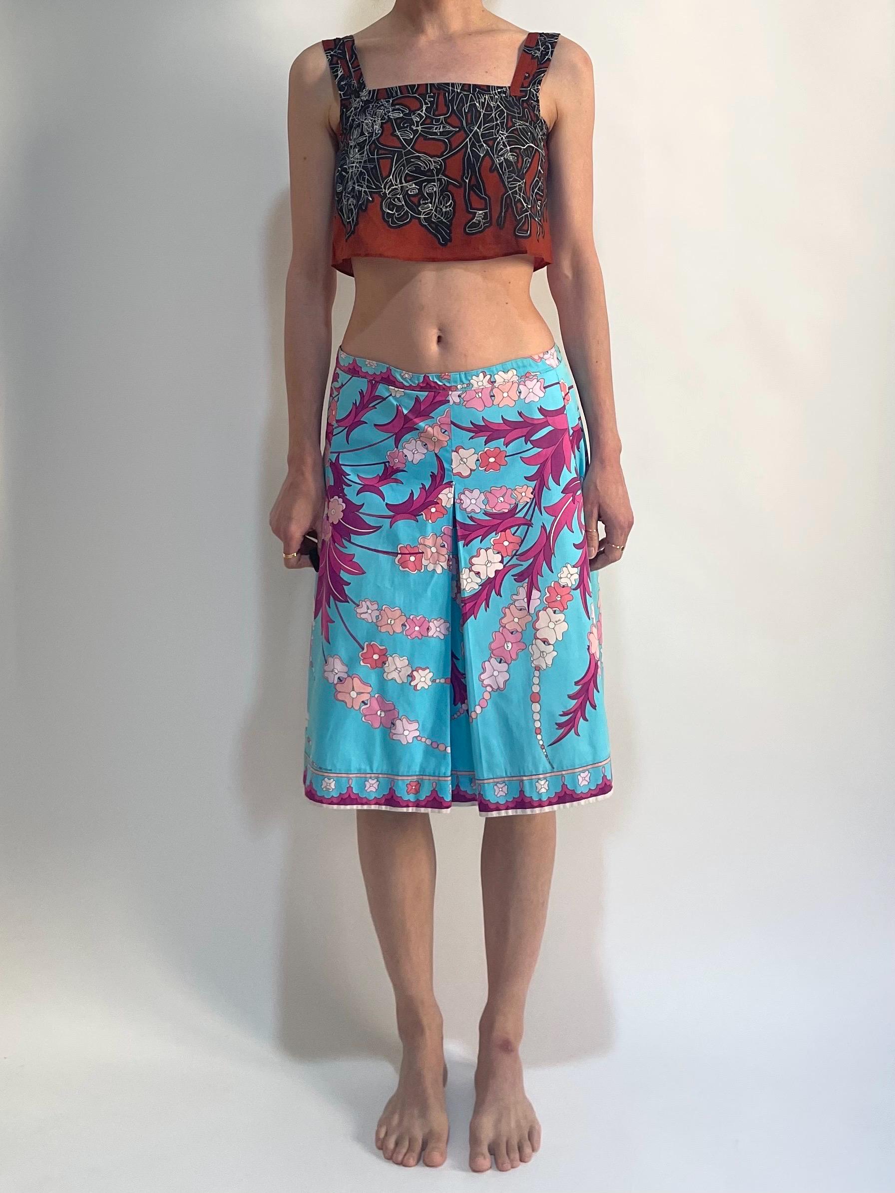 EMILIO PUCCI スカート 9RAV60 40 60s Emilio Pucci Cotton Box Pleated A Line Skirt With Psychedelic