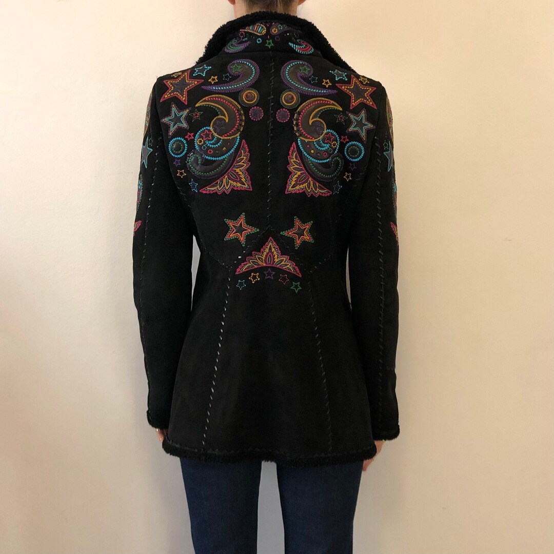 90s Gianni Versace Embroidered Leather Sheepskin 1970s - Etsy