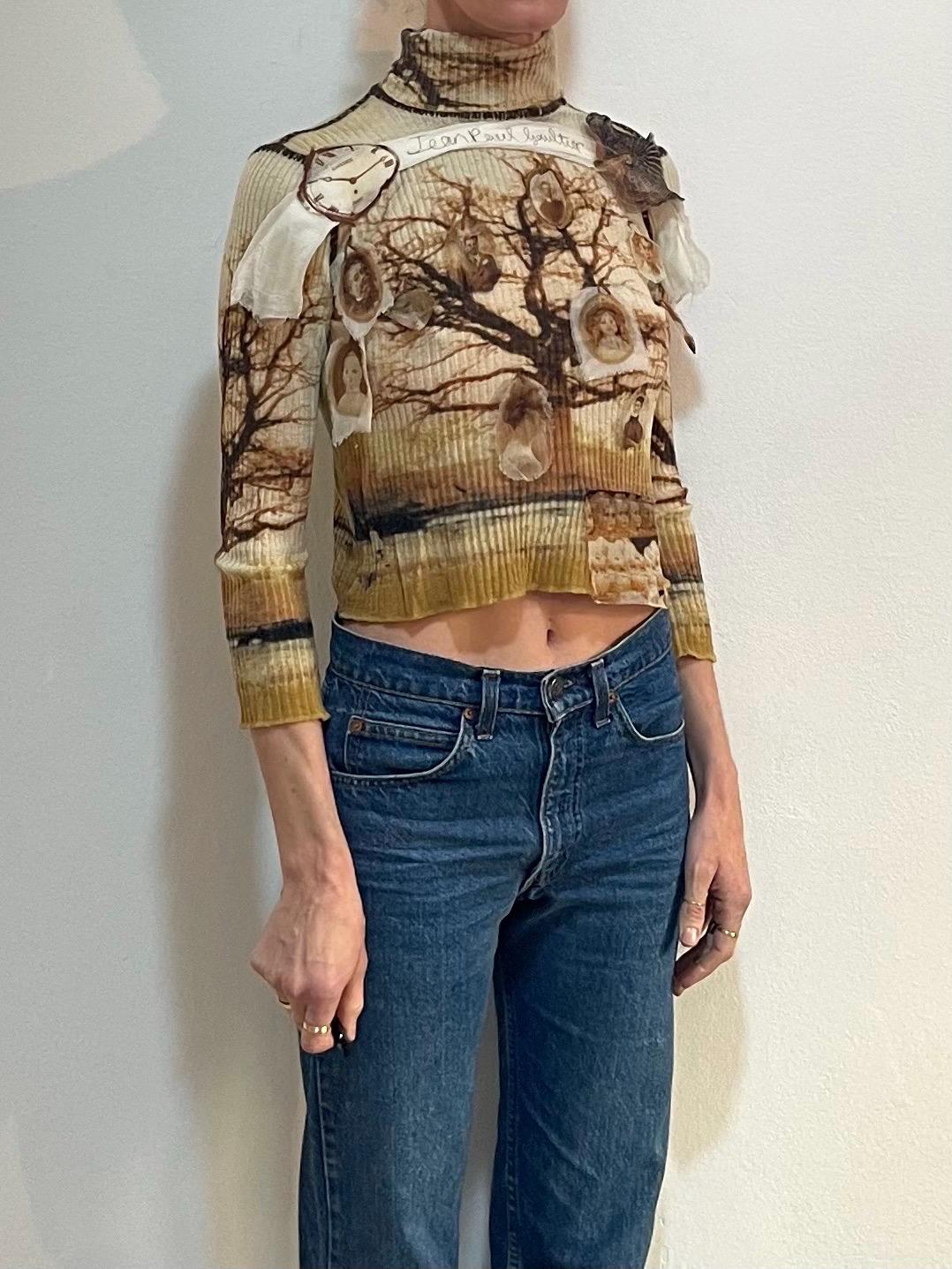 90s Jean Paul Gaultier Wool Knit Embroidery Applique Spooky Family
