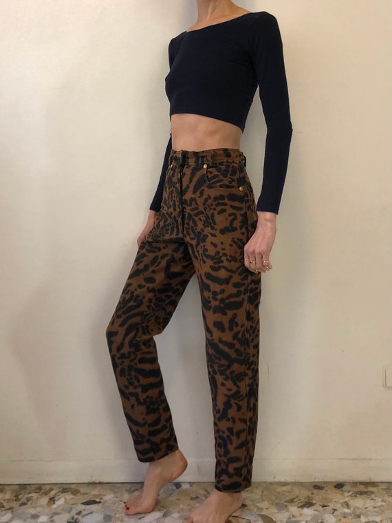 90s Gianni Versace Tiger Animal Print Supermodel Jeans - Etsy