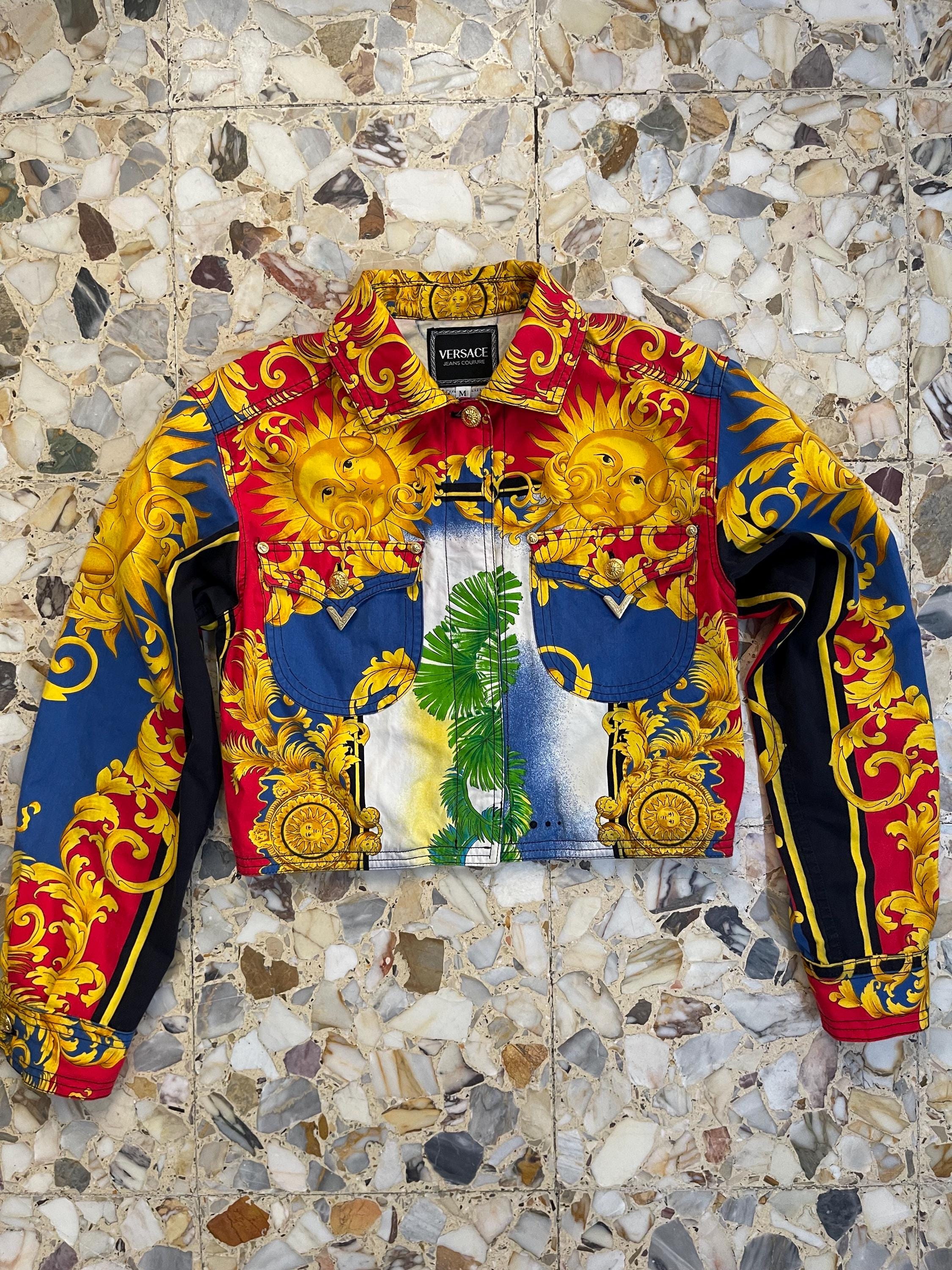 90s Gianni Versace Sun King Baroque Cropped Super Model Jeans