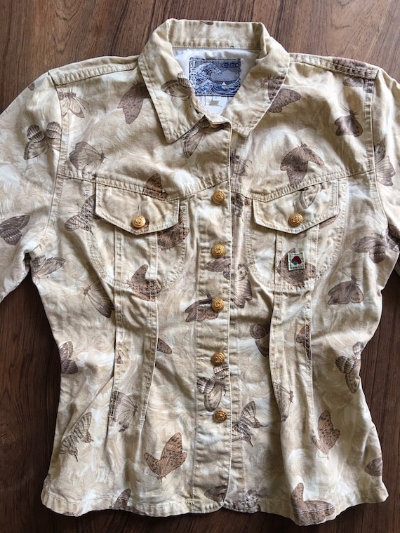 美品 kenzo デニム ダブルジップ ブルゾン ヴィンテージ 90s ロゴ入り 90s Kenzo Jeans Jacket With Butterfly Moth Print Cotton Denim - Etsy