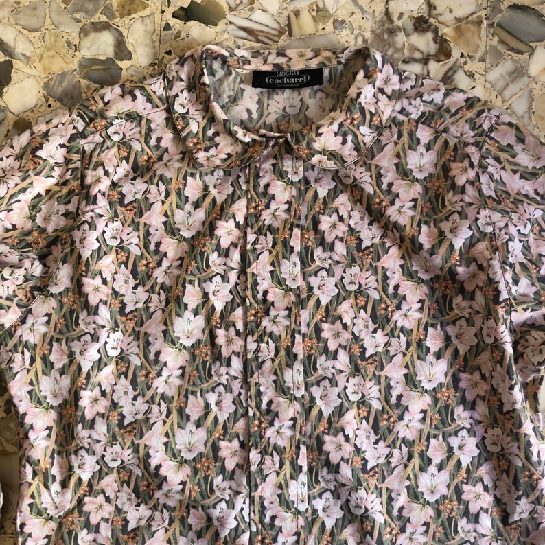 80s Cacharel Liberty La Chemiserie Fine Cotton Floral Blouse French Boho image 7