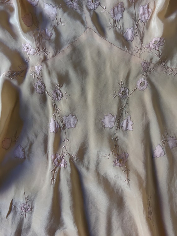 30s Bias Cut Pale Pink Silk Gorgeous Entirely Han… - image 7