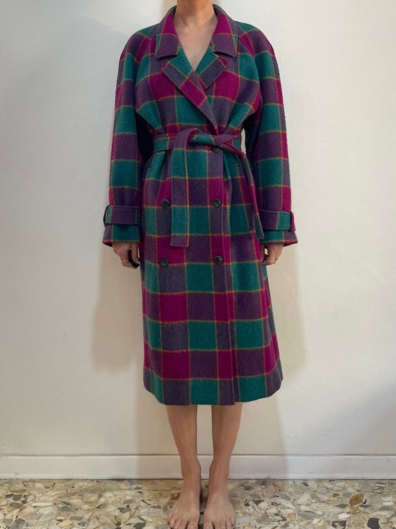 80s Kenzo Check Pink And Turquoise Coat Jacket Win