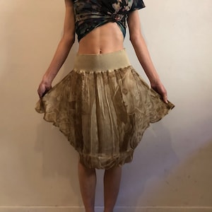 90s Jean Paul Gaultier Sheer Silk Cyber Punk Amphora Mini Skirt