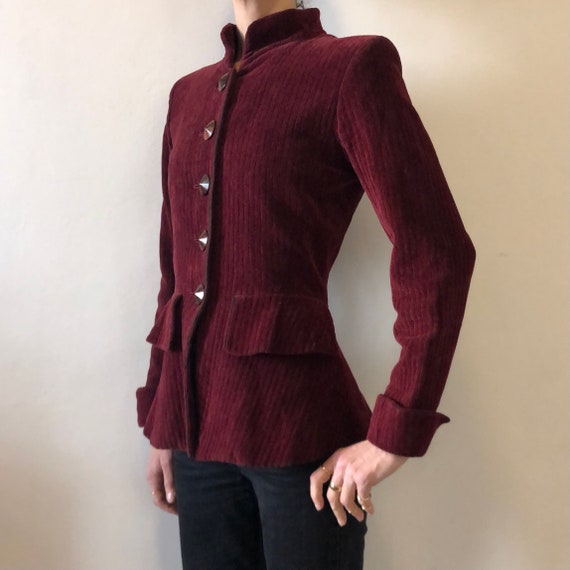 80s Yves Saint Laurent Rive Gauche Burgundy Cordu… - image 2