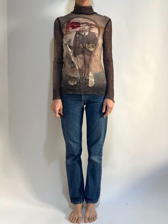 90s Jean Paul Gaultier Punk Lady Embroidered Silk Applique Club