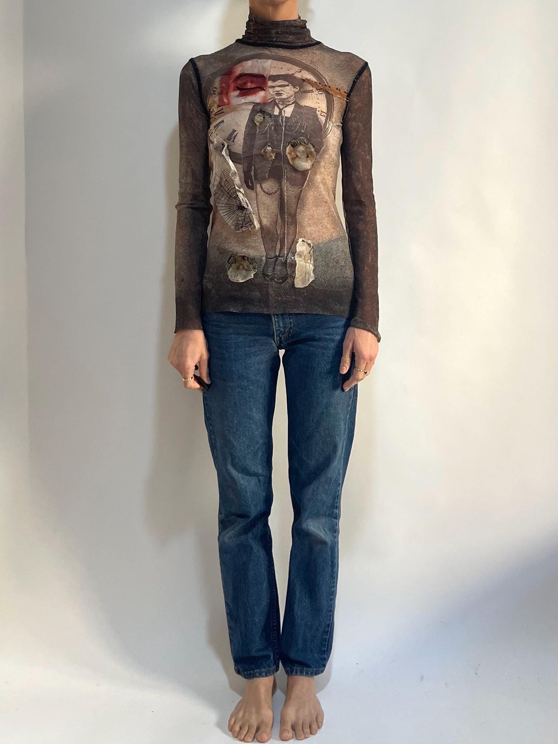 90s Jean Paul Gaultier Punk Lady Embroidered Silk Applique Club