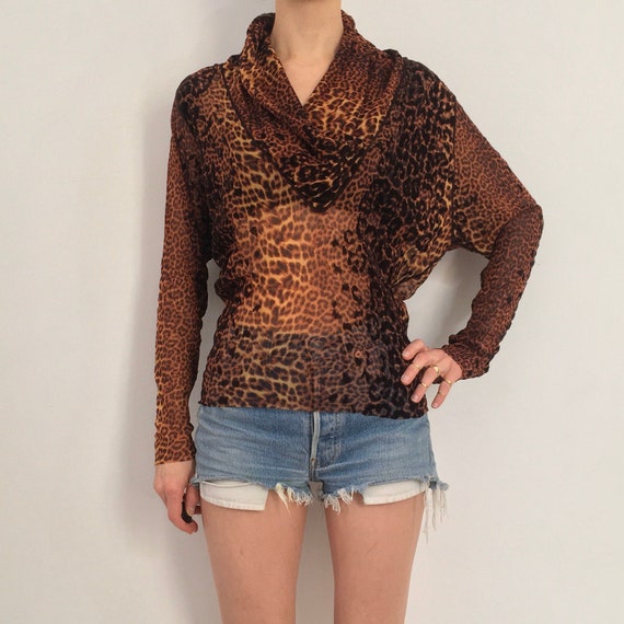 90s Jean Paul Gaultier Flocked Leopard Print Club Kid Mesh 90s Jean Paul Gaultier Flocked Leopard Print Club Kid Mesh