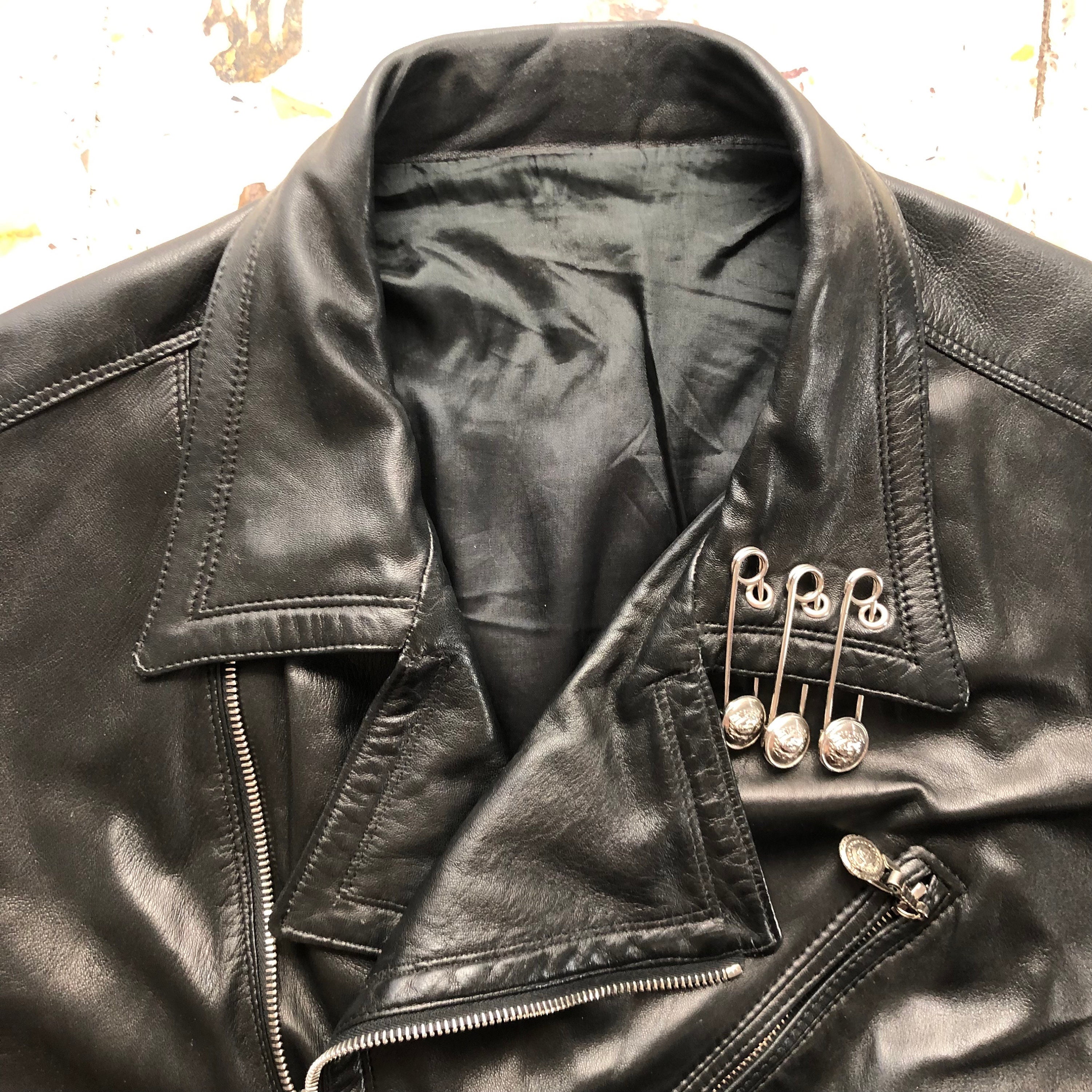 1994 Gianni Versace Punk Collection Safety Pin Black Leather