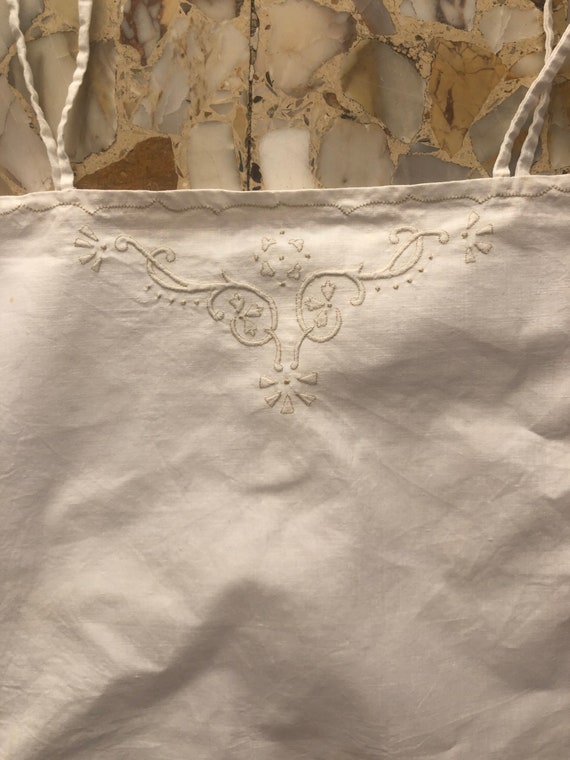 20s White Cotton Slip With Delicate Hand Embroide… - image 6