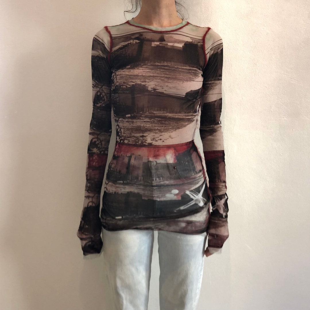 90s Jean Paul Gaultier Berlin Wall Club Kid Stretch Mesh