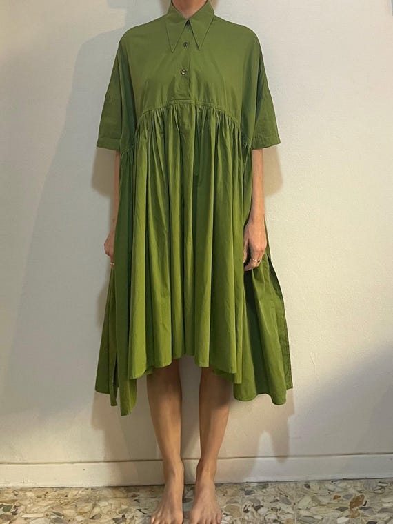 green tent dress Assembly Satin Tent Dress