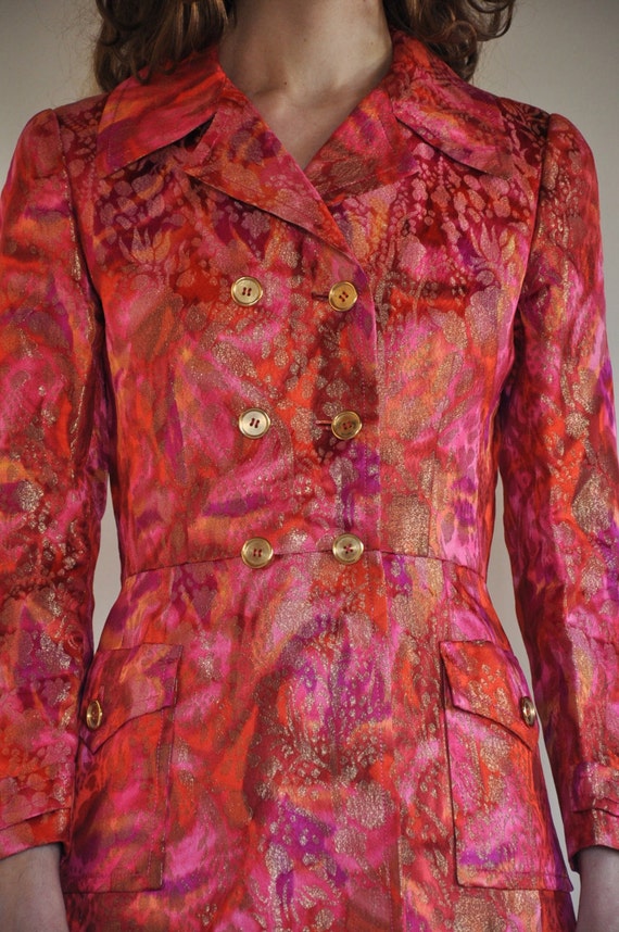 60s Psychedelic pink and gold tapestry jacket, Se… - image 5