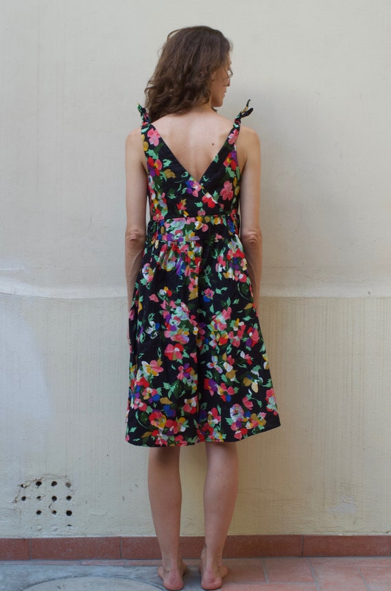 80s floral cotton 50's style summer fun and flirt… - image 3