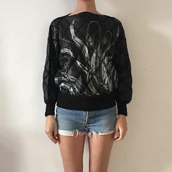 80s Hand Painted Leather Patchwork Crochet Batwin… - image 1