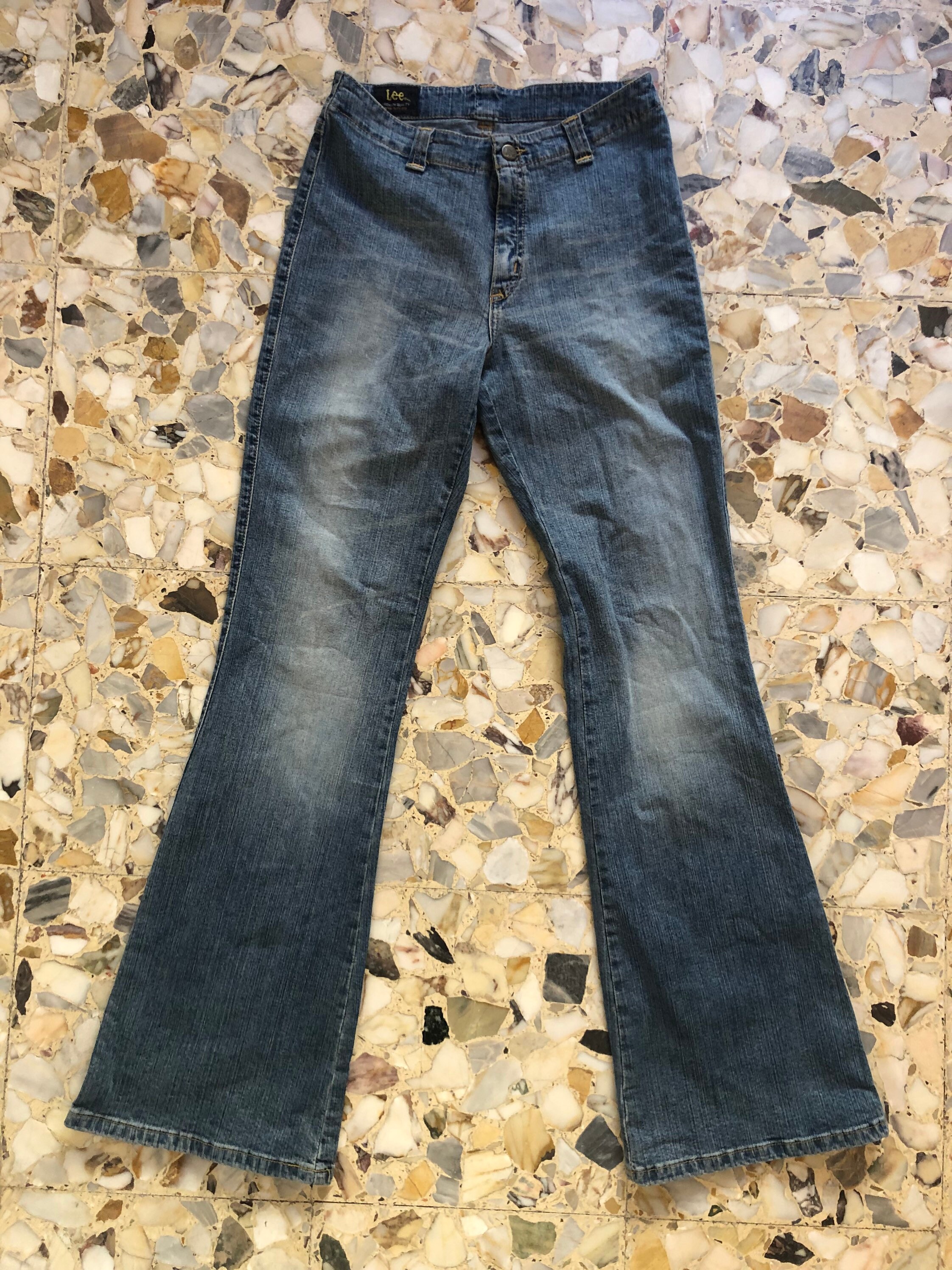 Y2K Lee Saddle Back Flare Leg Boot Cut Low Waist Jeans Size 29-33 