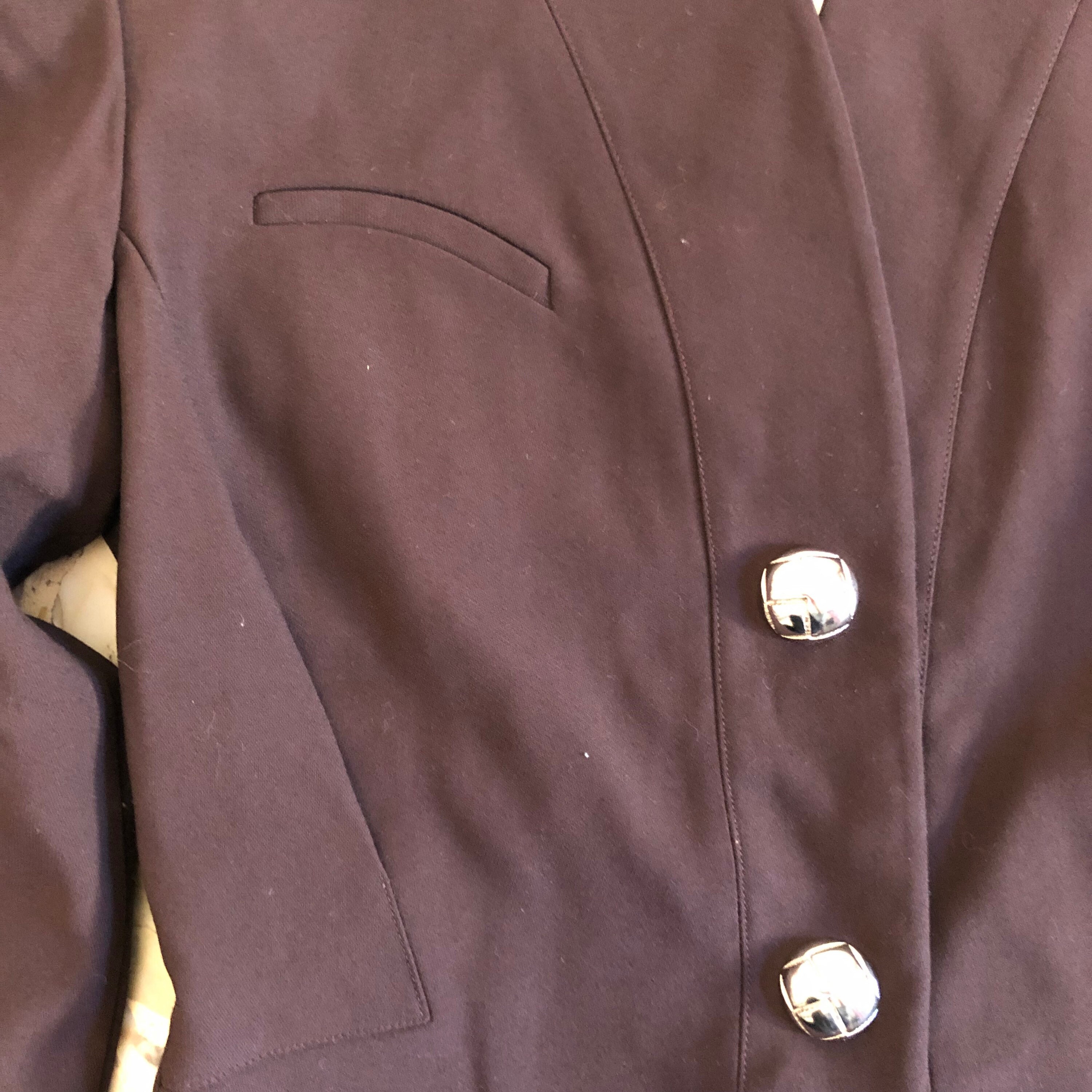 80s Thierry Mugler Activ Chocolate Brown Wool Fitted Wasp 80s Thierry Mugler Activ Chocolate Brown Wool Fitted Wasp