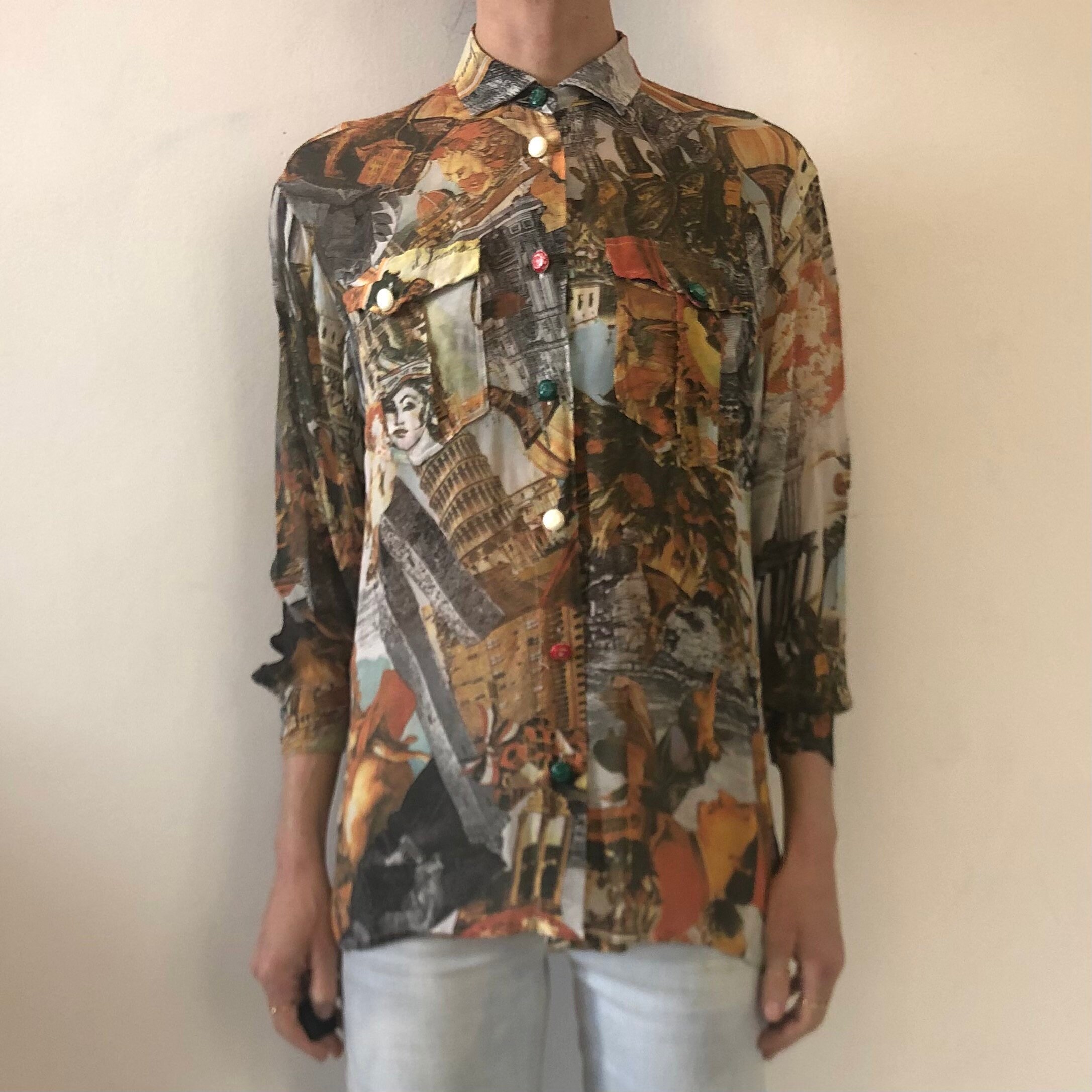 MOSCHINO JEANS sheer buttoned-up shirt - Black