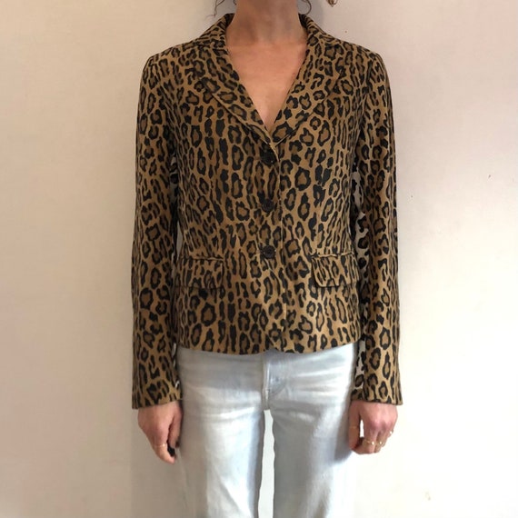 90s Moschino Velvet Leopard Animal Print Party Blazer - Etsy