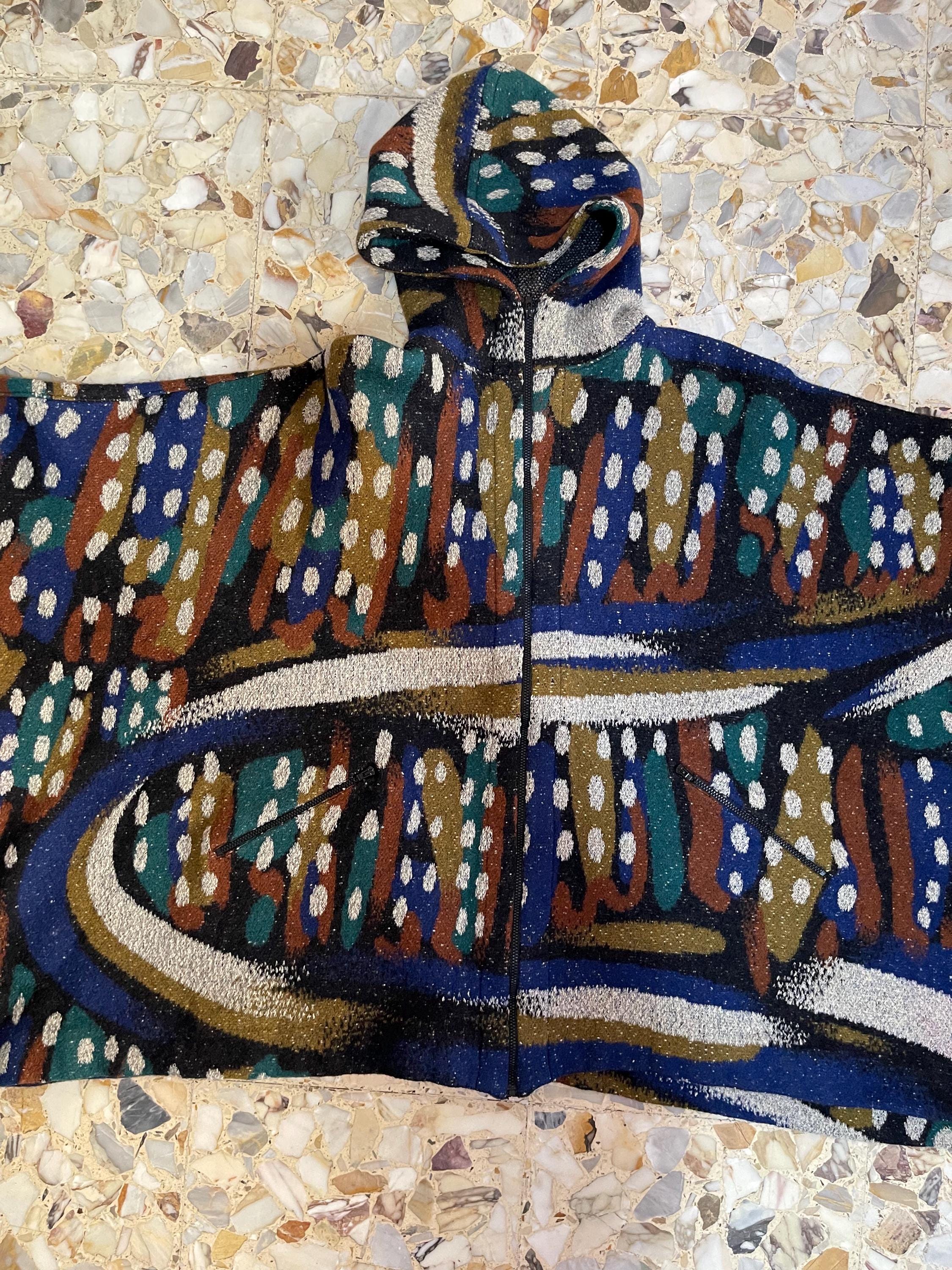 80s Missoni Oversize Wool Zip up Hooded Jacket Geometric Print - Etsy