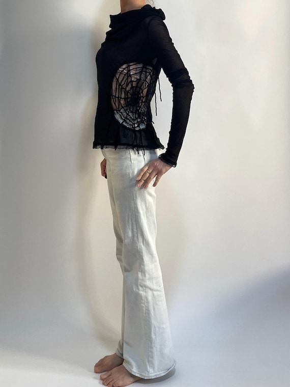 90s Jean Paul Gaultier Spiderweb Oversize Turtleneck Funnel Neck