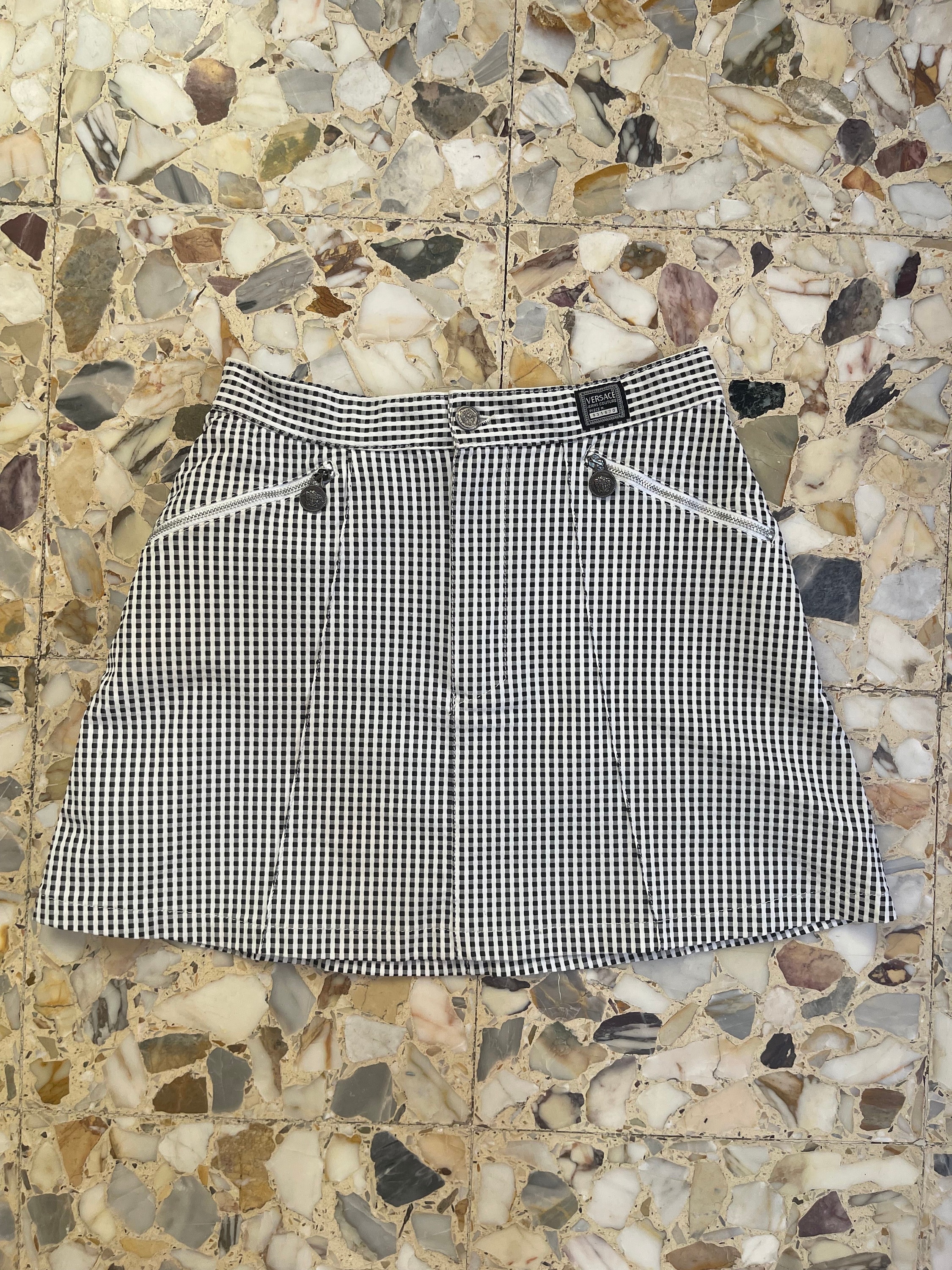 lovely♪◇チェック Skirt◇VERSACE 90s Versace Jeans Couture Gingham Check Preppy A-line
