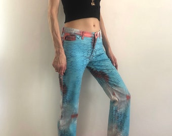 パンツ 00s roberto cavalli coating pants y2k High-waisted tiger-print trousers in Light Brown for Women