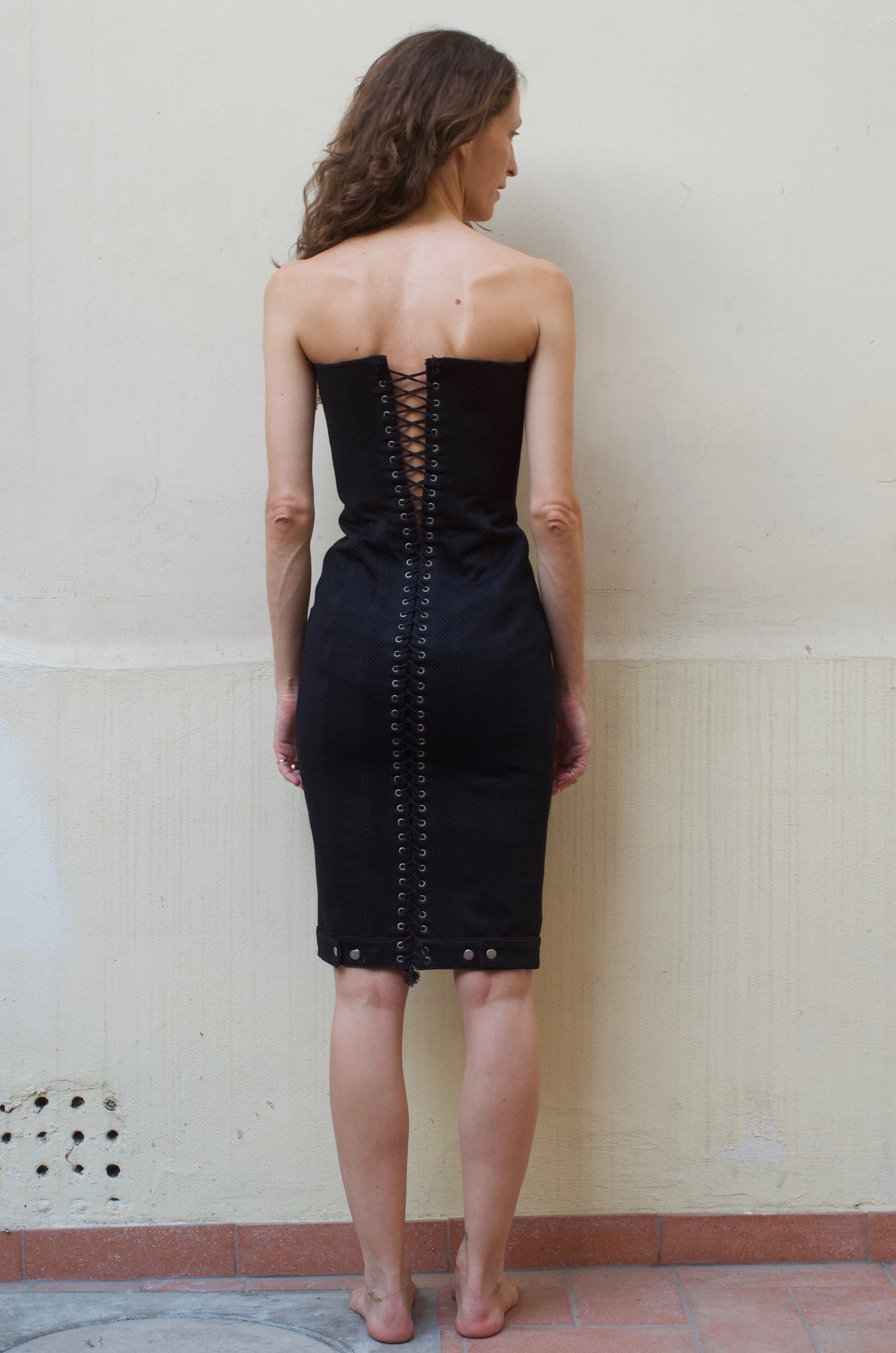 90s Jean Paul Gaultier Lace up Back Sexy Corset Sports Dress