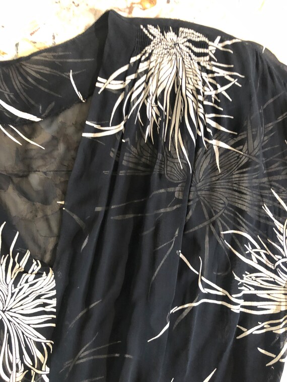 30s Bias Cut Sheer Rayon Black And White Elegant … - image 9