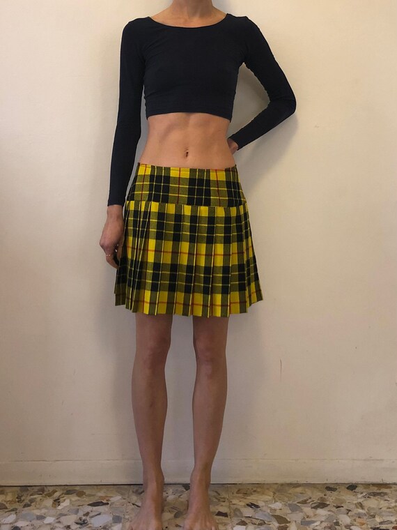 90s Clueless Wool Preppy Pleated Mini Skirt Kilt M