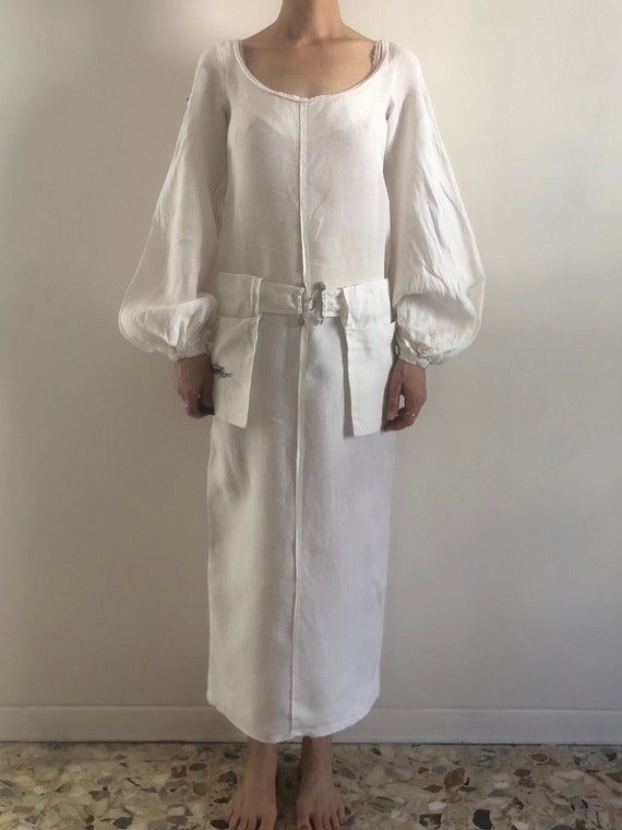 90s Jean Paul Gaultier White Linen Minimalist Slip Dress With Saddle Bag  Belt - Etsy Denmark