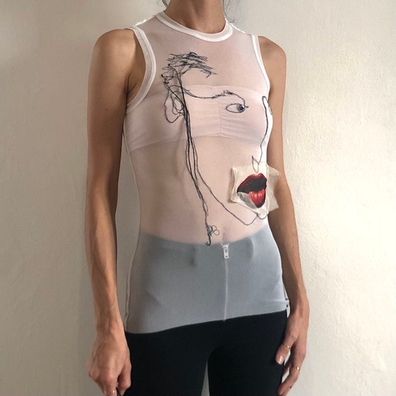 Jean Paul Gaultier メッシュタンクトップ Jean Paul Gaultier Sleeveless Mesh Turtleneck