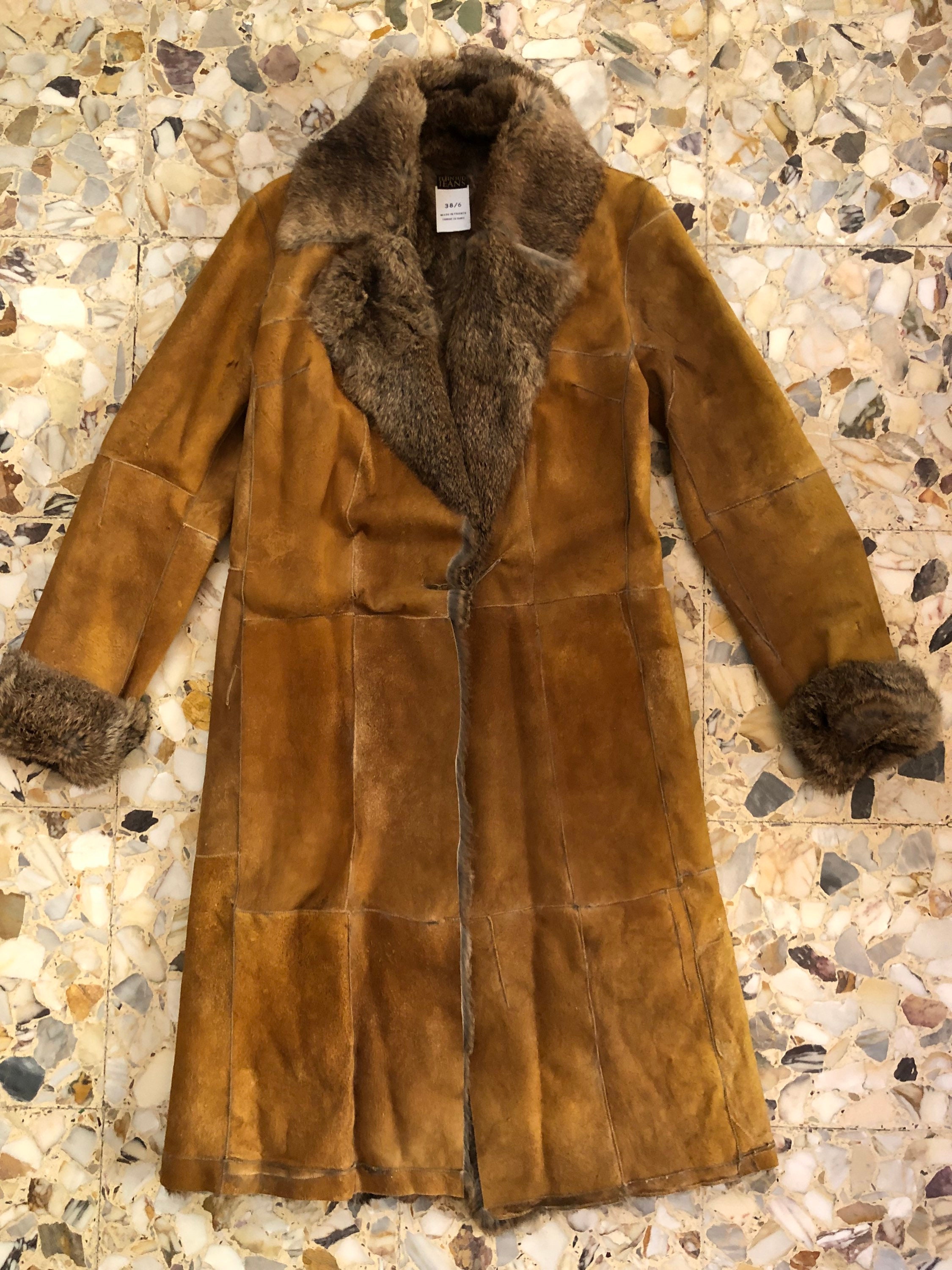 【LOULOUSEOUL】Brown Carrie Fur Jacket (Brown) Y2K Plein Sud Leather Patchwork Rabbit Fur Mountain Trapper