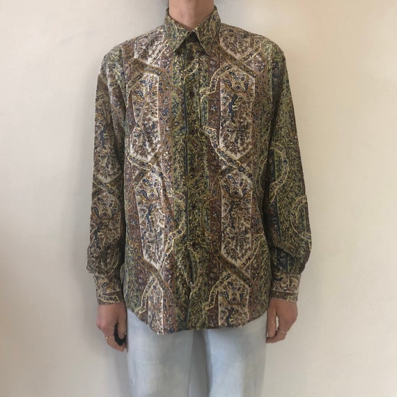90s Cacharel Liberty Mens Button up Shirt La Chemiserie Multi