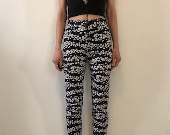 90s Versace Jeans Couture Black And White Snakeskin Super Model Jeans