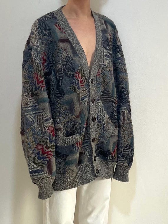 90s Missoni Patchwork Wool Cardigan Multi Color Knit Sweater - Etsy