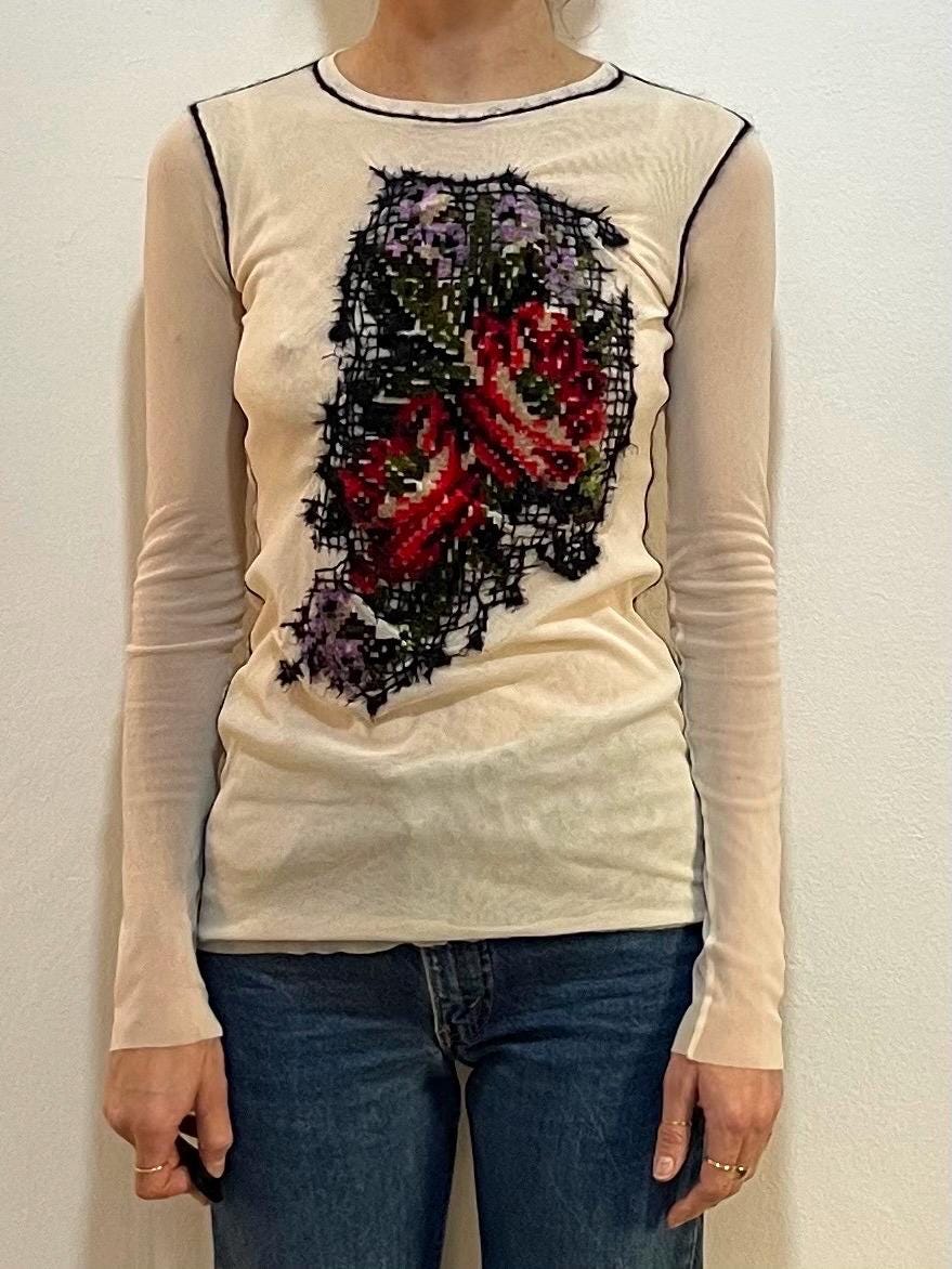 トップス 90's Jean Paul GAULTIER Rare! Jean Paul Gaultier Maille 1990s Photograph Printed Mesh