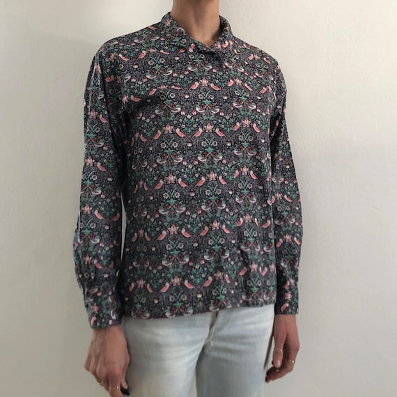 80s Cacharel Strawberry Thief Liberty William Morris La Chemiserie Floral  Multi Color Floral Camisa de manga larga con botones -  España